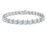 11.00 Carat (ctw) Aquamarine Bracelet in Sterling Silver with Accent Diamonds (8 Inches)